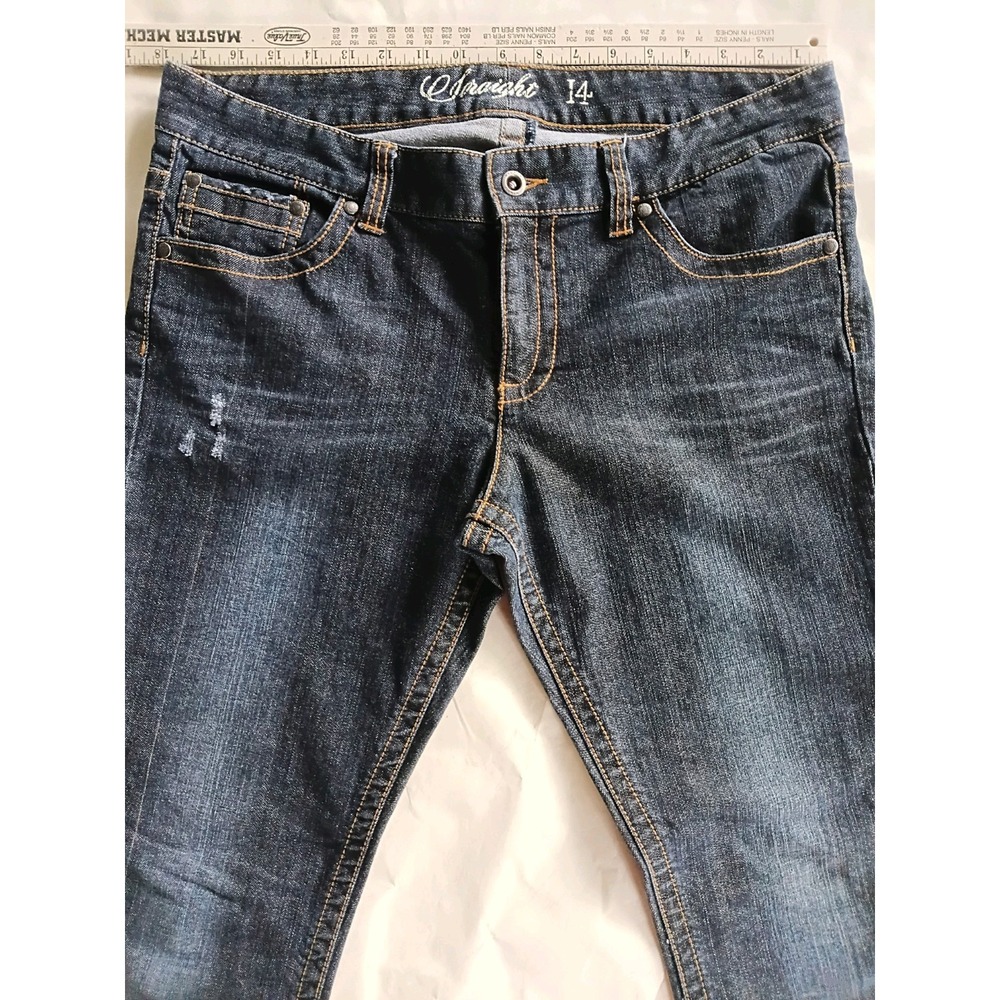 Tommy Hilfiger Denim Straight Fit Blue Jeans Women 14 Stretch Dark Wash 30 Insea
